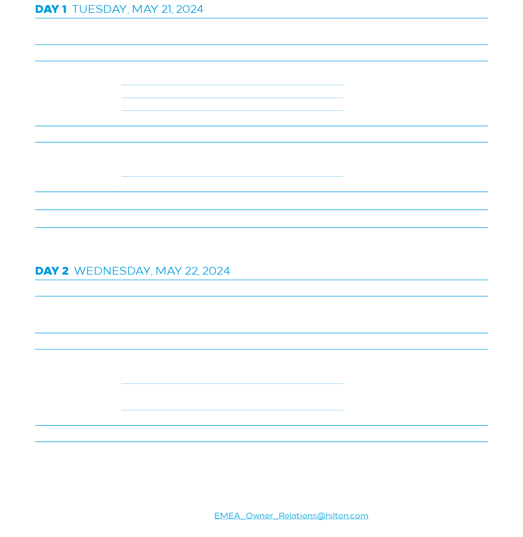 Agenda for Hilton event